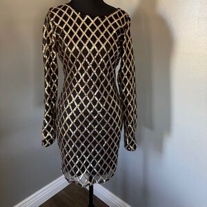 Forever 21 Medium dress black with gold sequins diamond pattern